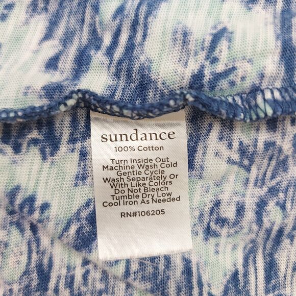 Sundance Top Womens Medium Blue Floral Knit Cotton Lightweight Boho Sustainable - Picture 9 of 11